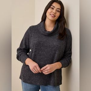 ⭐ Torrid Charcoal Grey Waffle Knit Cowl Neck Sweater